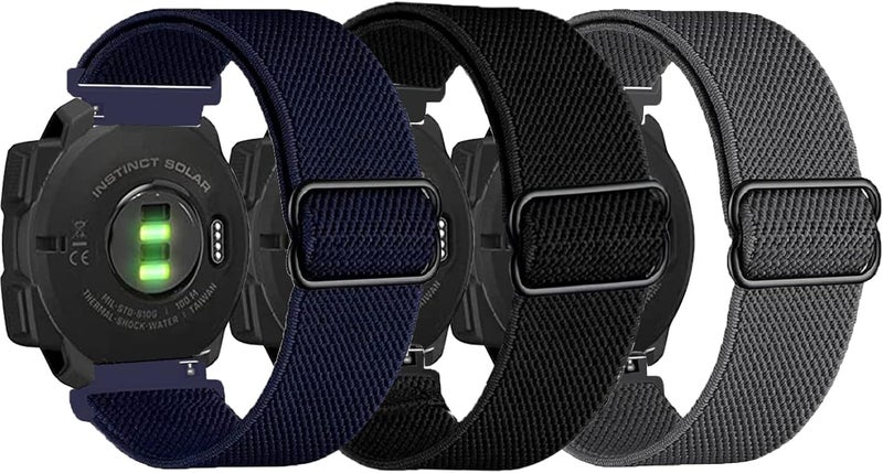 AHXLL 3 عبوات من أحزمة النايلون المرنة متوافقة مع Garmin Instinct/Instinct 2 Solar/Instinct 3 45mm، حزام رياضي قابل للتنفس 22mm لـ Garmin Instinct Tactical/Solar/Tide/Esports - Image 1